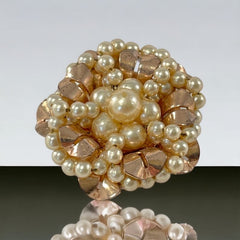 Vintage Faux Pearls Rose Gold Plated 1940's Floral Brooch