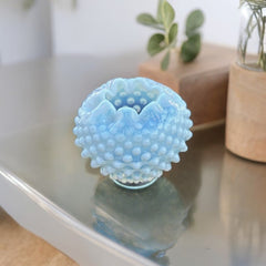 Vintage Fenton French White Opalescent Hobnail Rose Vase