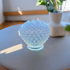 Vintage Fenton French White Opalescent Hobnail Rose Vase