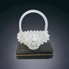 Vintage Fenton Satin Glass Inverted Strawberry Basket