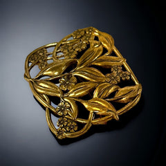 Vintage Floral Art Nouveau Style Gold Plated Sash Pin