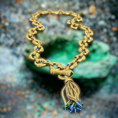 Vintage Shakira Caine for Franklin Mint Gold Plated Links Tassel Necklace