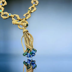 Vintage Shakira Caine for Franklin Mint Gold Plated Links Tassel Necklace