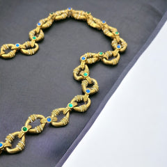 Vintage Shakira Caine for Franklin Mint Gold Plated Links Tassel Necklace