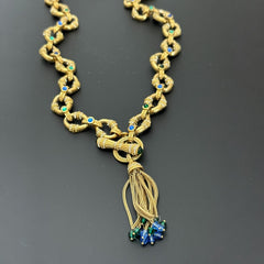 Vintage Shakira Caine for Franklin Mint Gold Plated Links Tassel Necklace