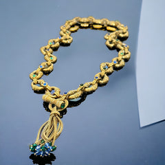 Vintage Shakira Caine for Franklin Mint Gold Plated Links Tassel Necklace