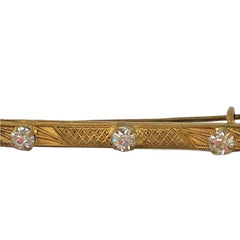 Antique French Paste Rhinestone Gilded Bar Brooch - Victorian Elegance