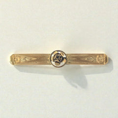 Antique French Art Deco Floral Gold Filled Bar Brooch | Signed Oria Bar Pin