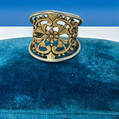 Vintage French Ornate Brass Floral Ring