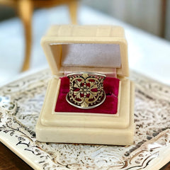 Vintage French Ornate Brass Floral Ring
