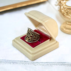 Vintage French Ornate Brass Floral Ring