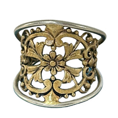 Vintage French Ornate Brass Floral Ring