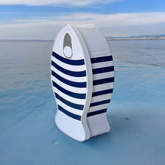 French Coastal Charm Fish-Shaped Tin Box | Blue and White Stripes Fish Metal Box