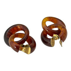 Vintage 1960s French Faux Tortoise Shell Dangle Clip-On Earrings - Modern Look, Patented "B. SGDG Depose"