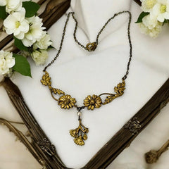 Antique Art Nouveau French Floral Pendant Necklace, Early 20th Century