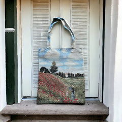 French Monet Poppy Field Tapestry Tote Bag