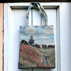 French Monet Poppy Field Tapestry Tote Bag