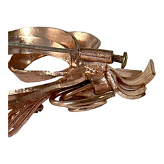 Vintage French Rose Gold Plated Floral Spray Swirl Bow Brooch