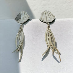 Vintage French Silver Tone Statement Clip-On Earrings