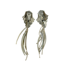 Vintage French Silver Tone Statement Clip-On Earrings