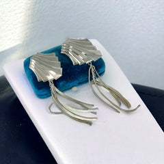 Vintage French Silver Tone Statement Clip-On Earrings