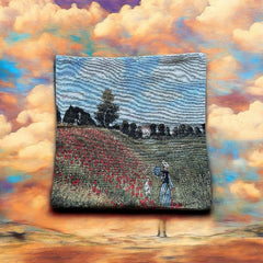 French Decorative Tapestry Cushion Cover | Monet Poppy Field | Art Lover Gift