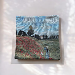 French Decorative Tapestry Cushion Cover | Monet Poppy Field | Art Lover Gift