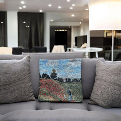 French Decorative Tapestry Cushion Cover | Monet Poppy Field | Art Lover Gift