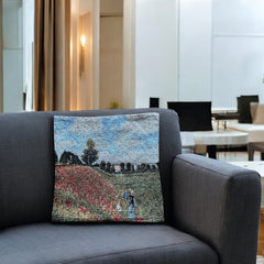 French Decorative Tapestry Cushion Cover | Monet Poppy Field | Art Lover Gift