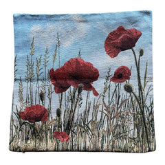 French Decorative Tapestry Cushion Cover | Red Poppies | French Lover Gift