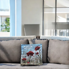 French Decorative Tapestry Cushion Cover | Red Poppies | French Lover Gift