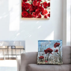 French Decorative Tapestry Cushion Cover | Red Poppies | French Lover Gift