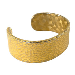 Vintage Signed Givenchy Brushed Gold Tone Hammered Cuff Bracelet