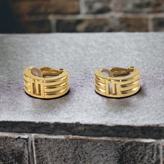 Givenchy Vintage Gold Tone Half Hoops Clip-On Earrings