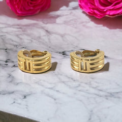 Givenchy Vintage Gold Tone Half Hoops Clip-On Earrings