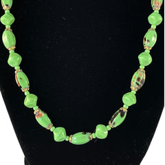 Vintage 1950's Czech Jade Green Art Glass Necklace