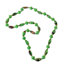 Vintage 1950's Czech Jade Green Art Glass Necklace