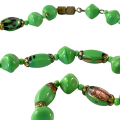 Vintage 1950's Czech Jade Green Art Glass Necklace