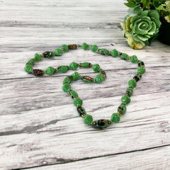 Vintage 1950's Czech Jade Green Art Glass Necklace