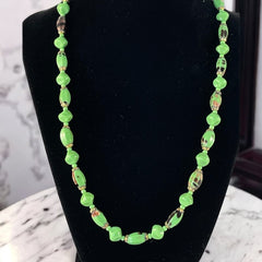 Vintage 1950's Czech Jade Green Art Glass Necklace