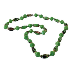 Vintage 1950's Czech Jade Green Art Glass Necklace