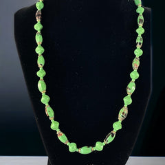 Vintage 1950's Czech Jade Green Art Glass Necklace