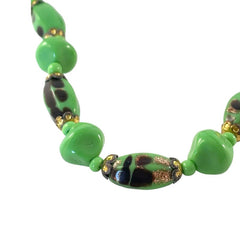 Vintage 1950's Czech Jade Green Art Glass Necklace