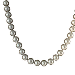 Vintage Grey Beige Faux Pearls Knotted Necklace