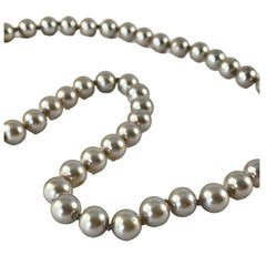 Vintage Grey Beige Faux Pearls Knotted Necklace