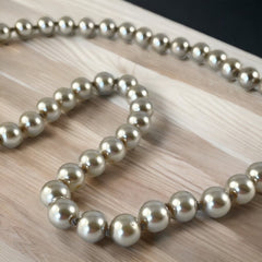 Vintage Grey Beige Faux Pearls Knotted Necklace