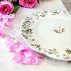 Antique French Limoges Haviland Pink and Green Floral Porcelain Plate