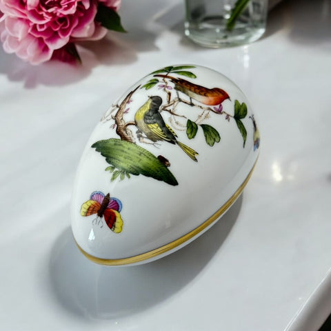 Vintage Herend Rothschild Bird Collection Porcelain Egg Box – Pre-1990s Hand-painted Collectible