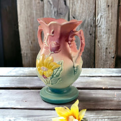 Vintage Hull Pottery Magnolia Pattern Handled Vase