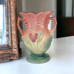 Vintage Hull Pottery Magnolia Pattern Handled Vase